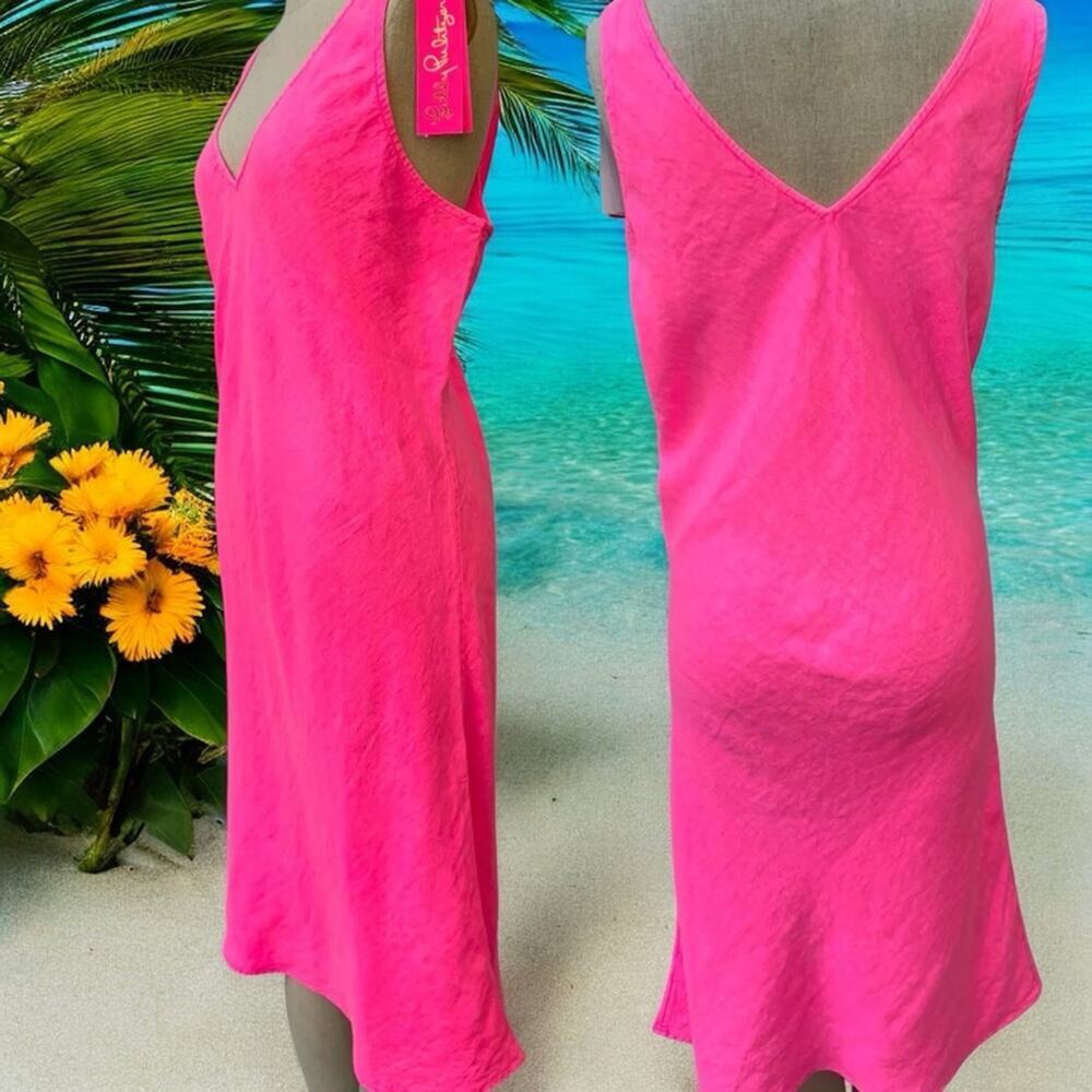 Lilly Pulitzer NWT Women's Florin Sleeveless
Linen Midi Dress pink Isle Small - Picture 5 of 9